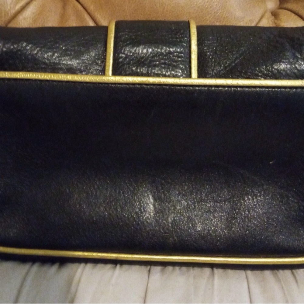 Dooney and Bourke Black and Gold Lion Emblem Clutch - Picture 3 of 8